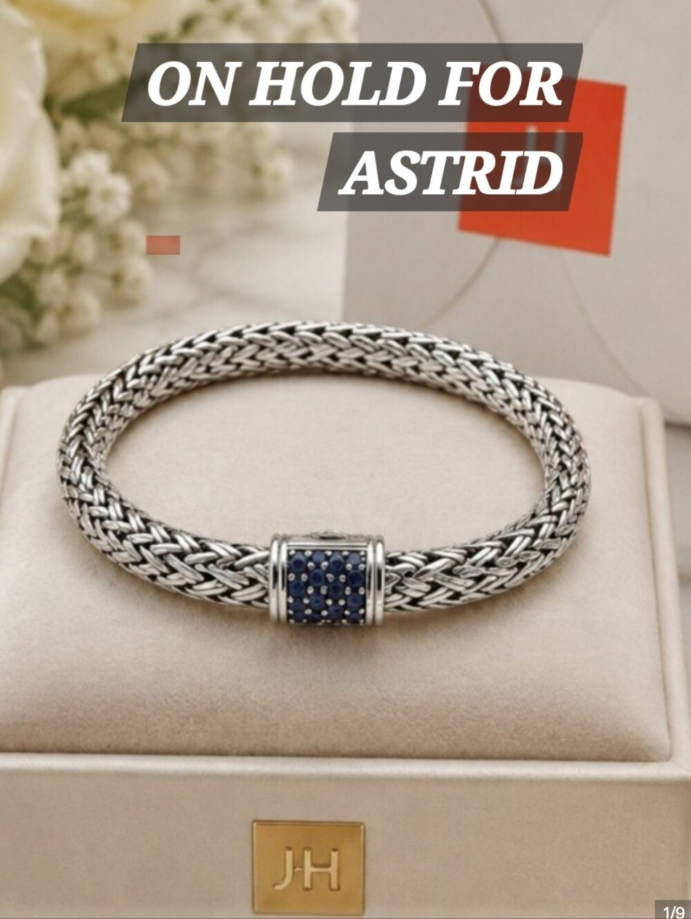 John Hardy Silver Bracelet with Blue Pavé Barrel